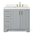 thumbnail image 1 of Ariel Taylor 37 In. Right Offset Rectangle Sink Vanity With White Quartz Countertop In Grey, 1 of 10