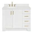 thumbnail image 1 of Ariel Taylor 42 In. Left Offset Oval Sink Bathroom Vanity With Carrara White Quartz Countertop 1.5 Edge In White, 1 of 11