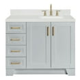 thumbnail image 1 of Ariel Taylor 42 In. Right Offset Rectangle Sink Bathroom Vanity With Carrara White Quartz Countertop 1.5 Edge In Grey, 1 of 11
