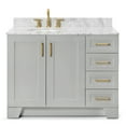 thumbnail image 1 of Ariel Taylor 43 In. Left Offset Single Oval Sink Vanity With Carrara White Marble 0.75In Countertop In Grey, 1 of 11