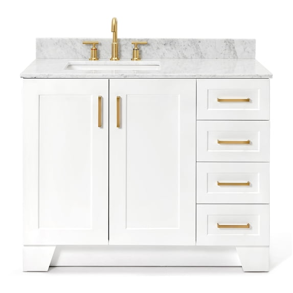 Ariel Q043SLCW2RVOWHT Taylor 43" Free Standing Single Rectangular Basin Vanity Set - White