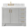 thumbnail image 1 of Ariel Taylor 43 In. Left Offset Rectangle Sink Vanity With Carrara White Marble Countertop In Grey, 1 of 10