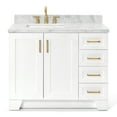 thumbnail image 1 of Ariel Taylor 43 In. Left Offset Rectangle Sink Vanity With Carrara White Marble Countertop In White, 1 of 11