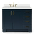 thumbnail image 1 of Ariel Taylor 43 In. Left Offset Oval Sink Vanity With White Quartz Countertop In Midnight Blue, 1 of 11