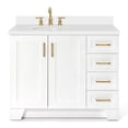 thumbnail image 1 of Ariel Taylor 43 In. Left Offset Oval Sink Vanity With White Quartz Countertop In White, 1 of 11