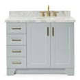 thumbnail image 1 of Ariel Taylor 43 In. Right Offset Oval Sink Vanity With Carrara White Marble Countertop In Grey, 1 of 11