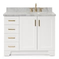 thumbnail image 1 of Ariel Taylor 43 In. Right Offset Oval Sink Vanity With Carrara White Marble Countertop In White, 1 of 11