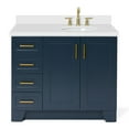 thumbnail image 1 of Ariel Taylor 43 In. Right Offset Oval Sink Vanity With White Quartz Countertop In Midnight Blue, 1 of 10