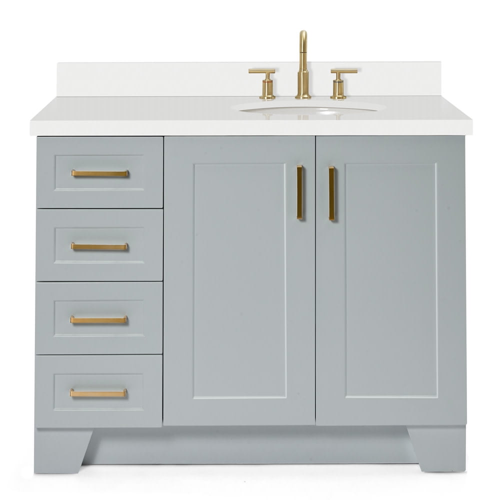 Taylor 43" Gray Freestanding Single Bathroom Vanity with Quartz Top