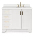 thumbnail image 1 of Ariel Taylor 43 In. Right Offset Oval Sink Vanity With White Quartz Countertop In White, 1 of 11