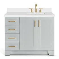 Ariel Taylor 43 In. Right Offset Rectangle Sink Vanity With White Quartz Countertop In Grey