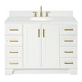 thumbnail image 1 of Ariel Taylor 48 In. Oval Sink Bathroom Vanity With Carrara White Quartz Countertop 1.5 Edge In White, 1 of 11