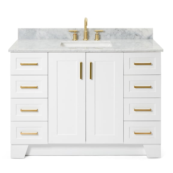 Ariel Taylor 49 In. Single Rectangle Sink Vanity With Carrara White Marble 0.75In Countertop In White
