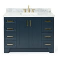thumbnail image 1 of Ariel Taylor 49 In. Rectangle Sink Vanity With Carrara White Marble Countertop In Midnight Blue, 1 of 10