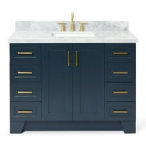 Ariel Taylor 49 In. Rectangle Sink Vanity With Carrara White Marble Countertop In Midnight Blue