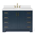 thumbnail image 1 of Ariel Taylor 49 In. Oval Sink Vanity With White Quartz Countertop In Midnight Blue, 1 of 10