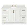 thumbnail image 1 of Ariel Taylor 54 In. Oval Sink Bathroom Vanity With Carrara White Quartz Countertop 1.5 Edge In White, 1 of 11
