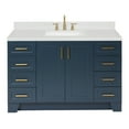 thumbnail image 1 of Ariel Taylor 54 In. Rectangle Sink Bathroom Vanity With Carrara White Quartz Countertop 1.5 Edge In Midnight Blue, 1 of 11