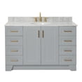 thumbnail image 1 of Ariel Taylor 55 In. Single Oval Sink Vanity With Carrara White Marble 0.75In Countertop In Grey, 1 of 11