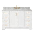 thumbnail image 1 of Ariel Taylor 55 In. Single Oval Sink Vanity With Carrara White Marble 0.75In Countertop In White, 1 of 11