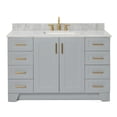 thumbnail image 1 of Ariel Taylor 55 In. Single Rectangle Sink Vanity With Carrara White Marble 0.75In Countertop In Grey, 1 of 11