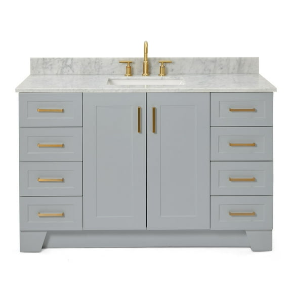 Ariel Taylor 55 In. Single Rectangle Sink Vanity With Carrara White Marble 0.75In Countertop In Grey