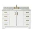 thumbnail image 1 of Ariel Taylor 55 In. Single Rectangle Sink Vanity With Carrara White Marble 0.75In Countertop In White, 1 of 11