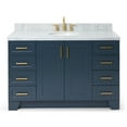 thumbnail image 1 of Ariel Taylor 55 In. Oval Sink Vanity With Carrara White Marble Countertop In Midnight Blue, 1 of 10