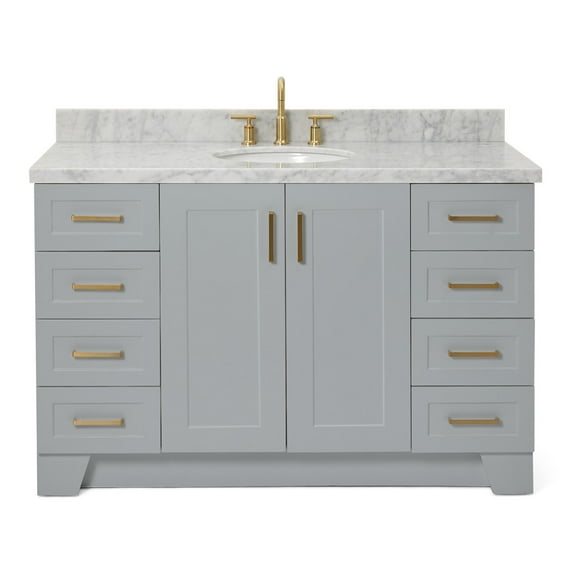 Ariel Taylor 55 In. Oval Sink Vanity With Carrara White Marble Countertop In Grey