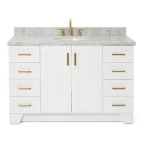 Ariel Taylor 55 In. Oval Sink Vanity With Carrara White Marble Countertop In White