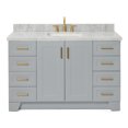 thumbnail image 1 of Ariel Taylor 55 In. Rectangle Sink Vanity With Carrara White Marble Countertop In Grey, 1 of 10