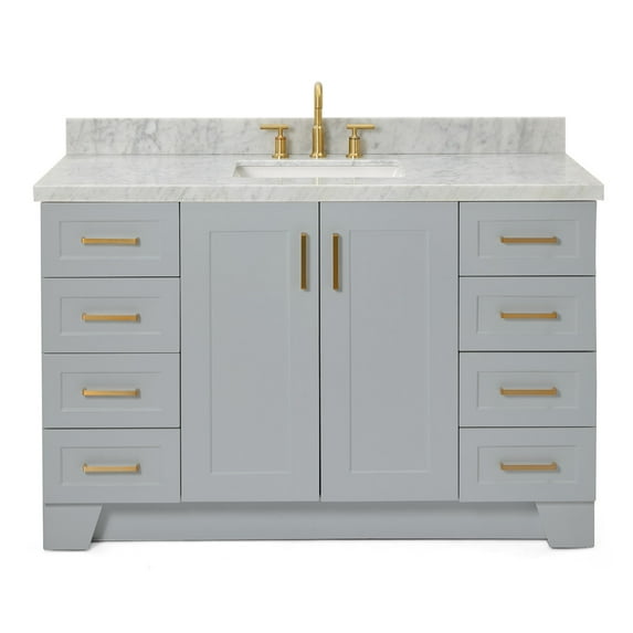 Ariel Taylor 55 In. Rectangle Sink Vanity With Carrara White Marble Countertop In Grey
