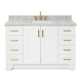 thumbnail image 1 of Ariel Taylor 55 In. Rectangle Sink Vanity With Carrara White Marble Countertop In White, 1 of 10