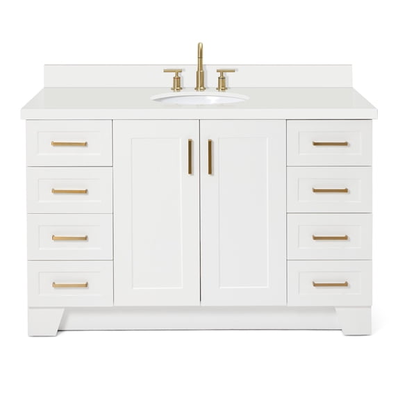 Ariel Taylor 55 In. Oval Sink Vanity With White Quartz Countertop In White