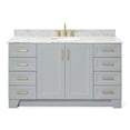 thumbnail image 1 of Ariel Taylor 61 In. Single Oval Sink Vanity With Carrara White Marble 0.75In Countertop In Grey, 1 of 11
