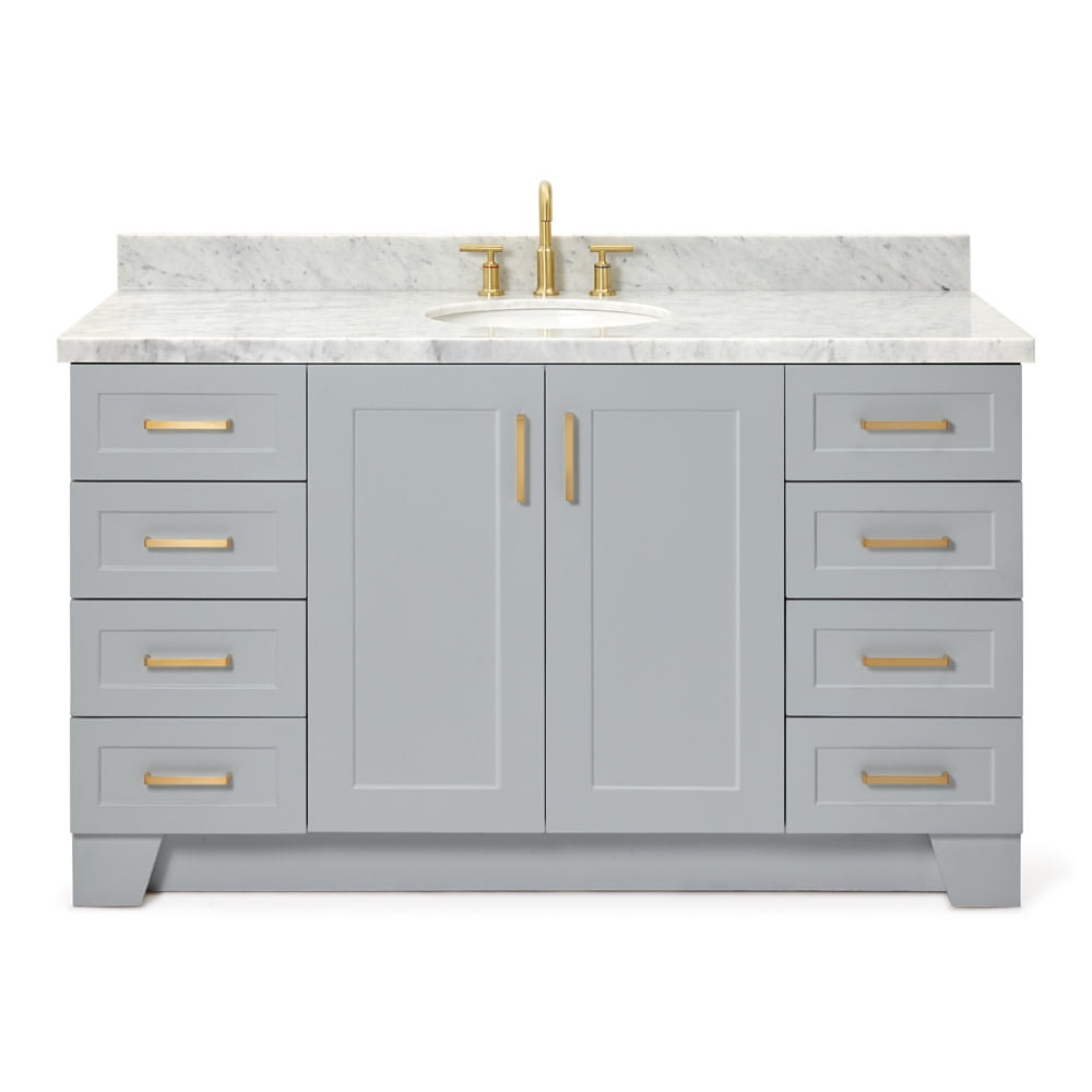 Taylor 61" Gray Freestanding Bath Vanity with Carrara Marble Top