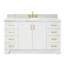 Ariel Taylor 61 In. Oval Sink Vanity With Carrara White Marble Countertop In White