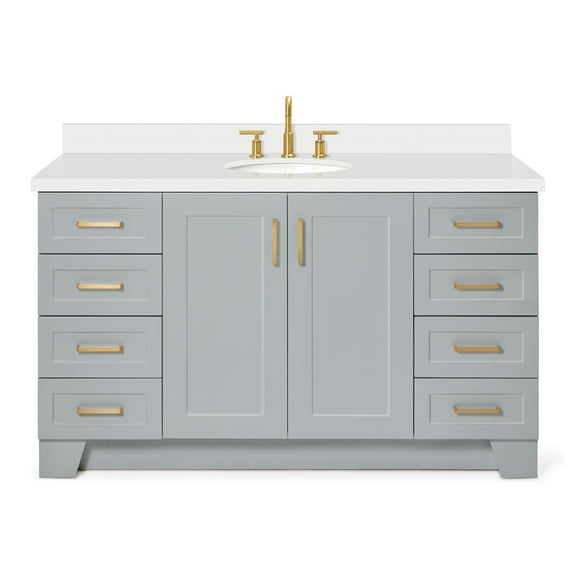 Ariel Taylor 61 In. Oval Sink Vanity With White Quartz Countertop In Grey