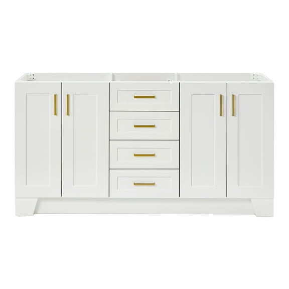 Ariel Taylor 66 Inch Double Sink Base Cabinet In White