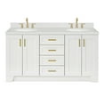 thumbnail image 1 of Ariel Taylor 66 Inch Double Oval Sink Bathroom Vanity With Carrara White Quartz Countertop 1.5 Edge In White, 1 of 11