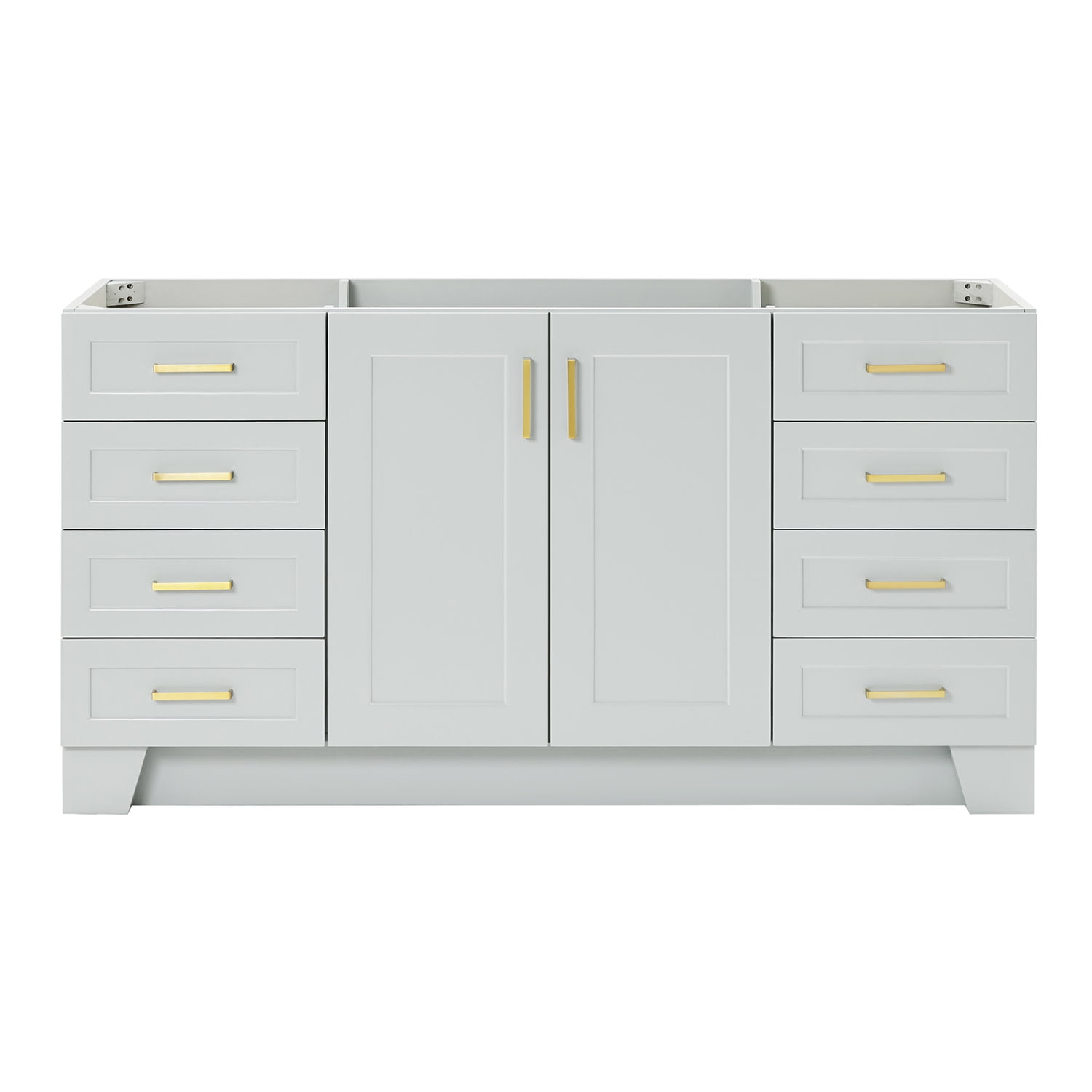 Taylor 66" Gray Single Freestanding Vanity Cabinet with Gold Hardware