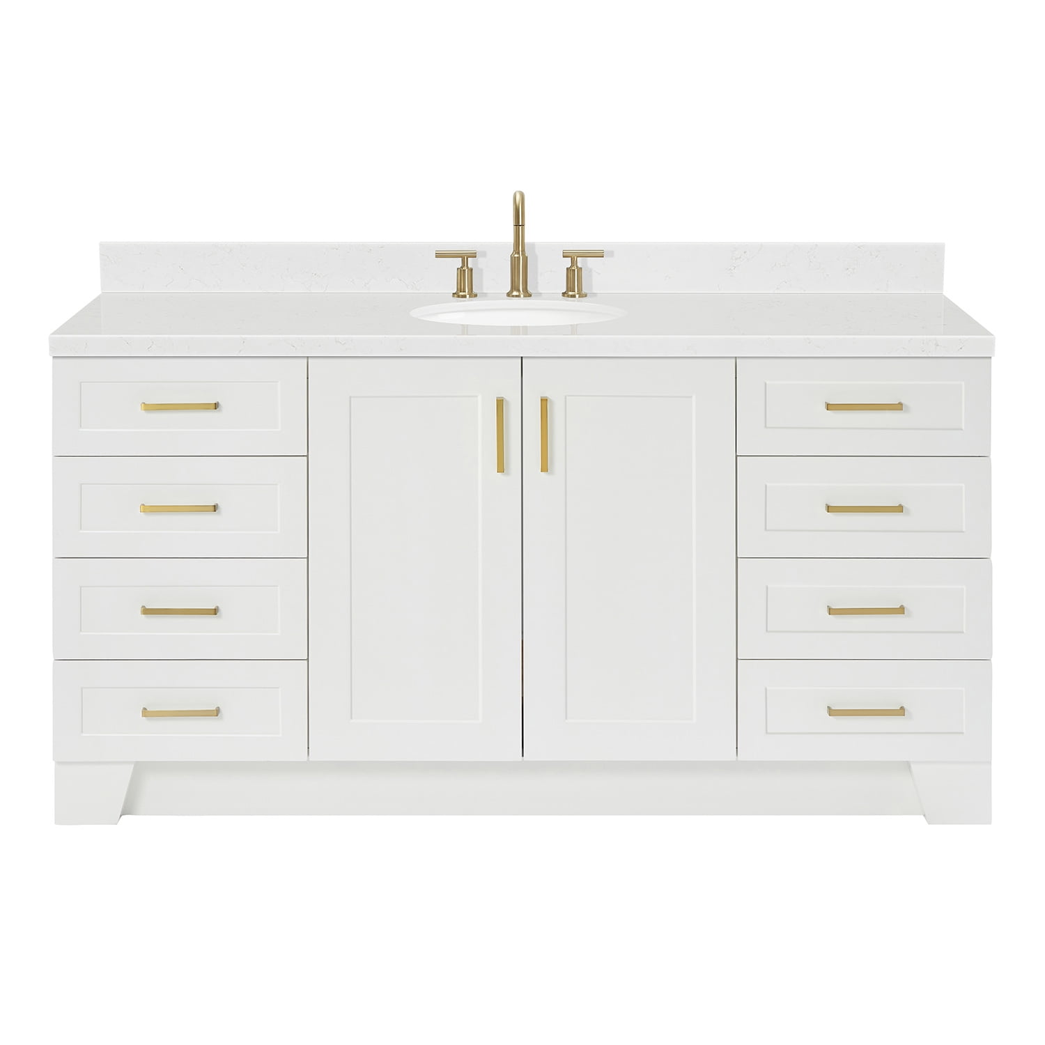 Taylor 66" White Freestanding Single Basin Vanity with Gold Hardware