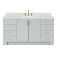 thumbnail image 1 of Ariel Taylor 66 Inch Single Rectangle Sink Bathroom Vanity With Carrara White Quartz Countertop 1.5 Edge In Grey, 1 of 11