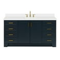 thumbnail image 1 of Ariel Taylor 67 Inch Single Rectangle Sink Vanity With White Quartz Countertop W/1.5" Edge In Midnight Blue, 1 of 11