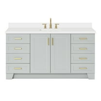 Ariel Taylor 67 Inch Single Rectangle Sink Vanity With White Quartz Countertop W/1.5" Edge In Grey