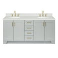 thumbnail image 1 of Ariel Taylor 72 In. Double Oval Sink Bathroom Vanity With Carrara White Quartz Countertop 1.5 Edge In Grey, 1 of 11