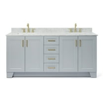 Ariel Taylor 73 In. Double Rectangle Sink Vanity With Carrara White Marble 0.75In Countertop In Grey