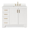 thumbnail image 1 of Ariel Taylor 43 In. Right Offset Rectangle Sink Vanity With White Quartz Countertop In White, 1 of 11
