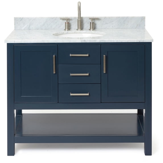 Ariel R043SCW2OVOMNB Bayhill 43" Free Standing Single Oval Basin Vanity Set - Blue