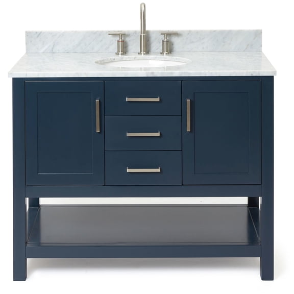 Ariel R043SCW2OVOMNB Bayhill 43" Free Standing Single Oval Basin Vanity Set - Blue